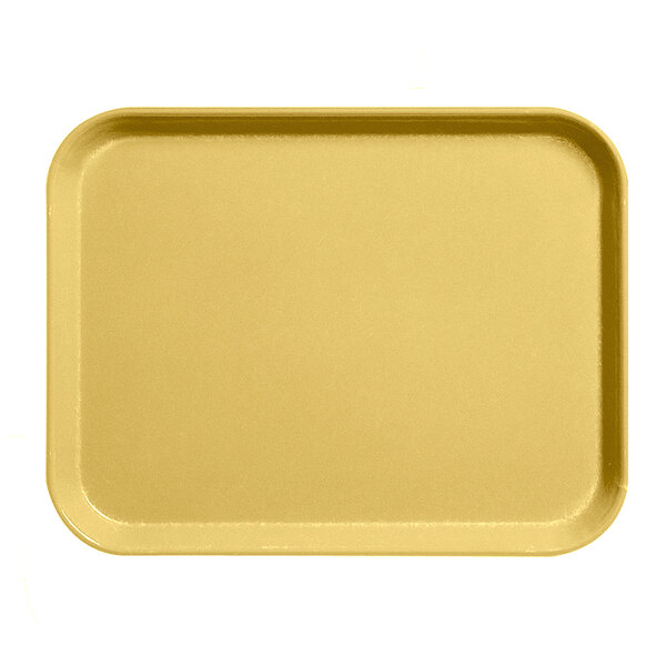 A close-up of a yellow Cambro tray.