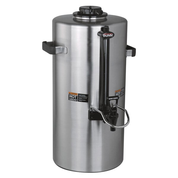 A stainless steel Bunn Titan insulated server with a black handle.