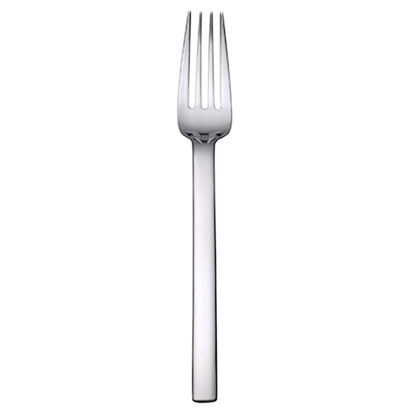 A Oneida Noval stainless steel table fork with a long silver handle.