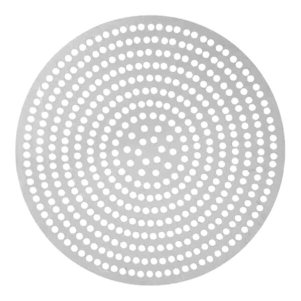 An American Metalcraft 7" Super Perforated Aluminum Pizza Disk with holes.
