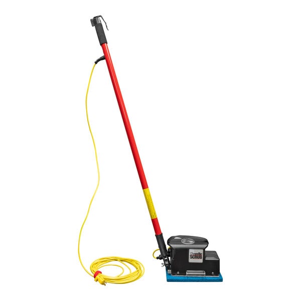 A Square Scrub Doodle Mop EBG-9 commercial floor scrubber with a yellow cord.