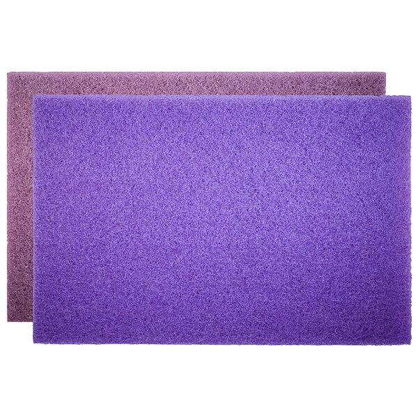 Two purple Square Scrub 3M Scotch-Brite diamond floor pads.