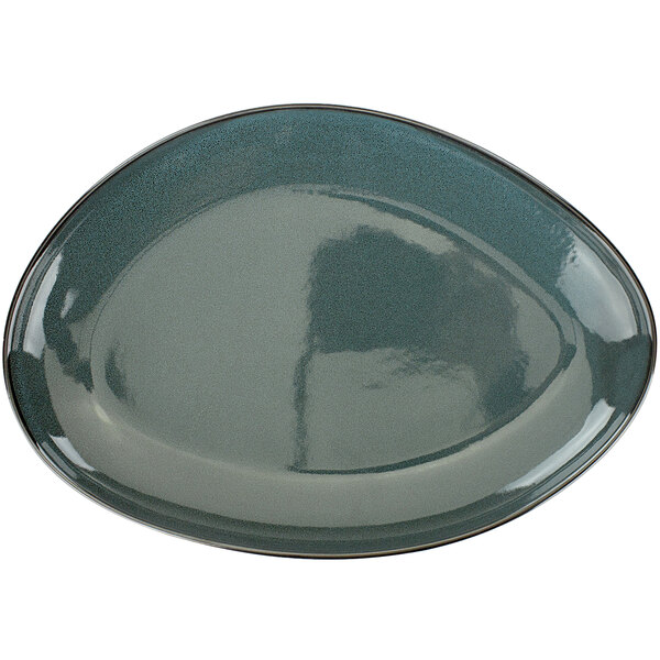 An International Tableware Luna midnight blue oval porcelain platter.