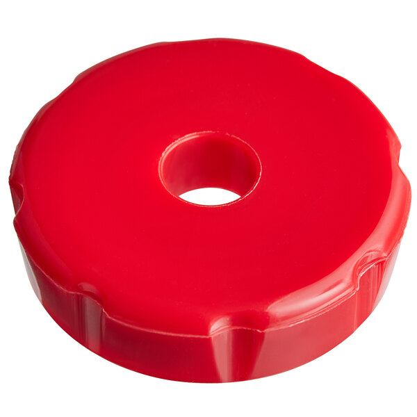 A red plastic bonnet with a hole for a Bunn coffee brewer.