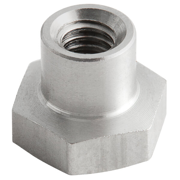 A stainless steel hex head nut for a Bunn coffee brewer.