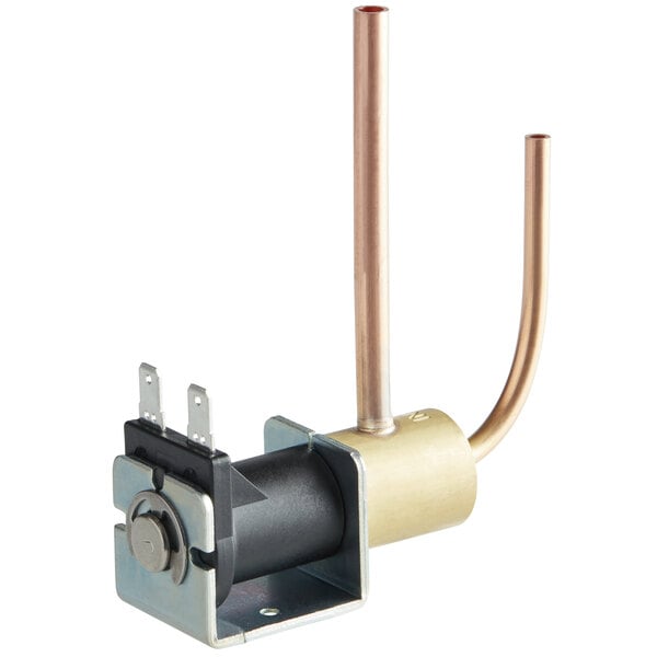 A Bunn replacement solenoid valve assembly with a copper pipe.