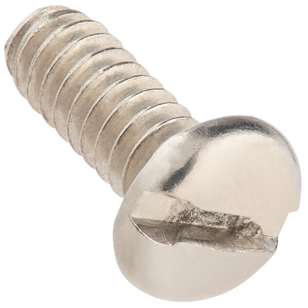 A close up of a Bunn replacement pan head screw with a metal head.