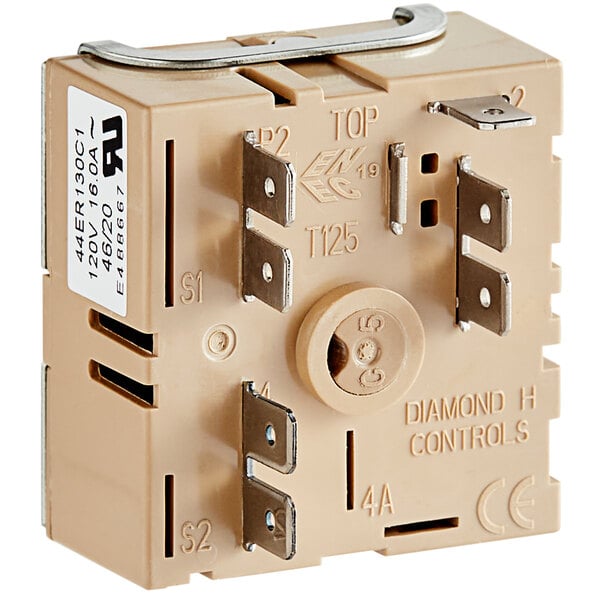 An Avantco replacement infinite control with two switches and two wires.