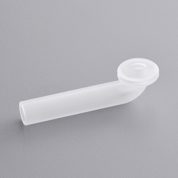 A clear plastic pipe with a white silicone cap.
