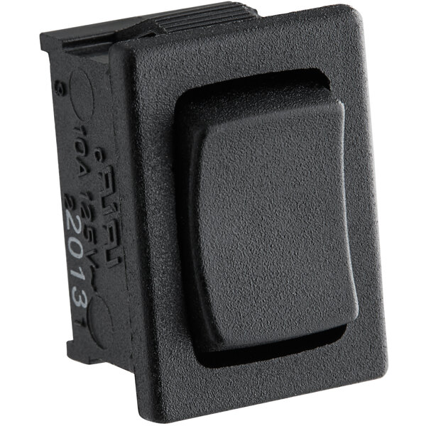 A Bunn rocker switch with a black square button.