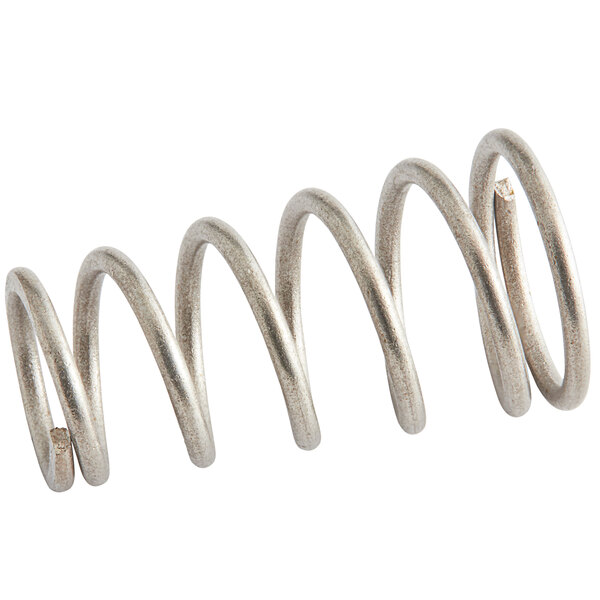 A close-up of a metal spring with silver wire.