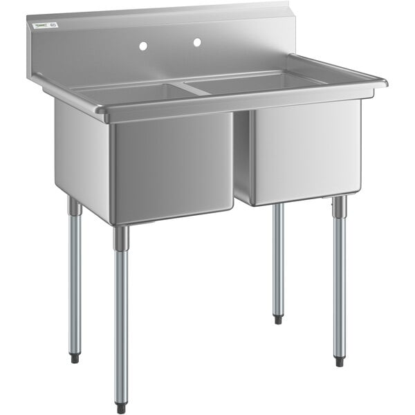 A Regency stainless steel sink with two compartments.