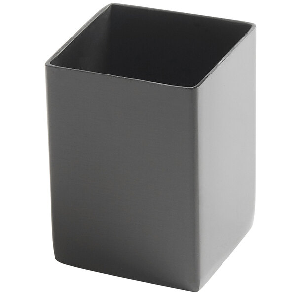 An American Metalcraft black satin stainless steel square sugar packet holder.