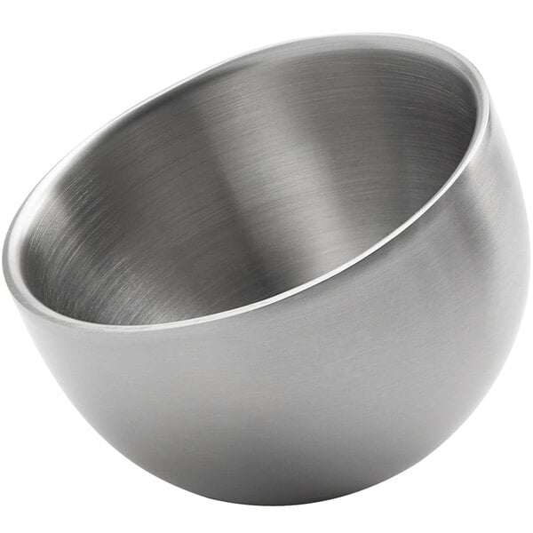 An American Metalcraft stainless steel bowl with a satin finish on a white background.