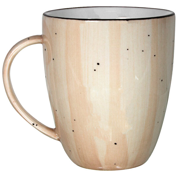 A white porcelain tall cup with a speckled design.