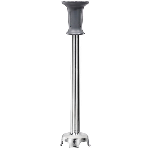 The blending arm for a Hamilton Beach BigRig immersion blender with a stainless steel and black handle.