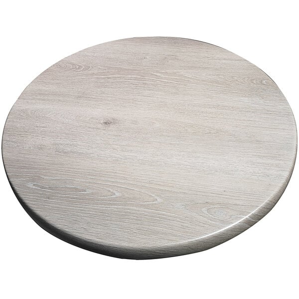 An American Tables & Seating round grey oak table top.