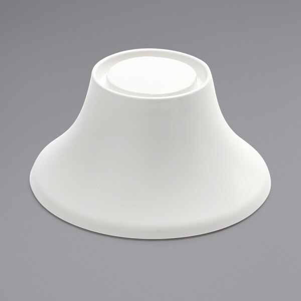 An American Metalcraft white melamine pedestal with a round base.