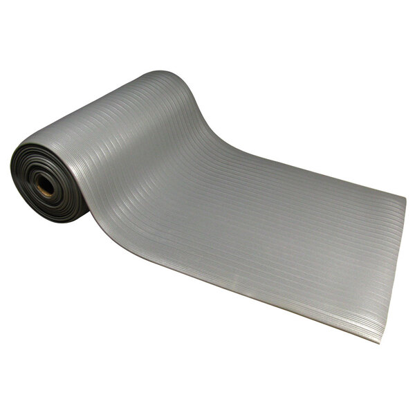 A roll of grey rubber anti-fatigue mat.