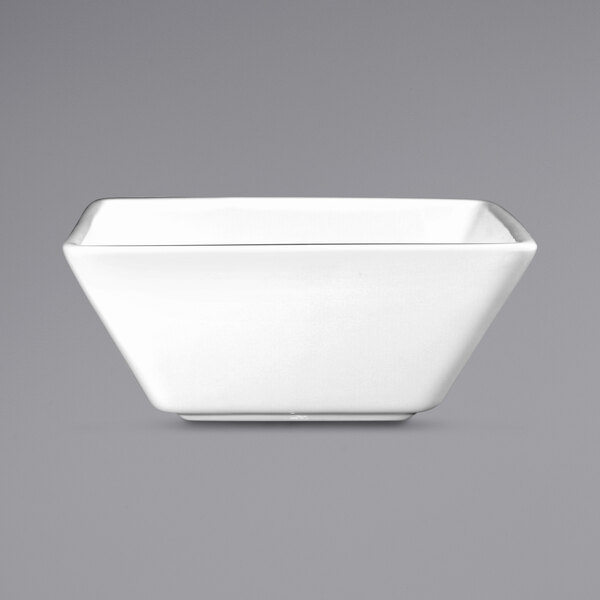 An International Tableware bright white square porcelain bowl.