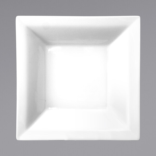A white square porcelain bowl with a square center.
