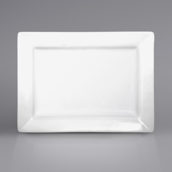 A white rectangular porcelain platter.