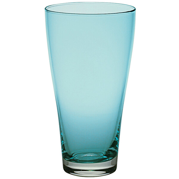 A turquoise Vidivi beverage glass with a clear rim.