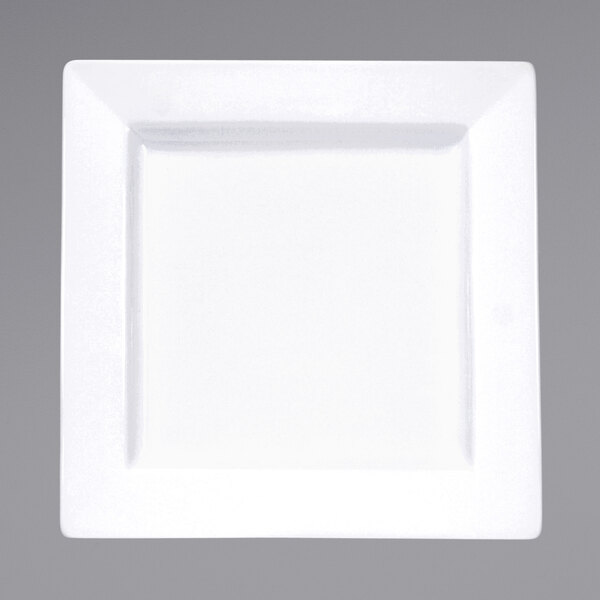A white square porcelain plate with a white square edge.