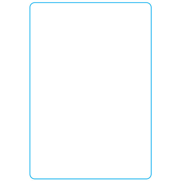 A white rectangle label roll with blue lines on the edges.