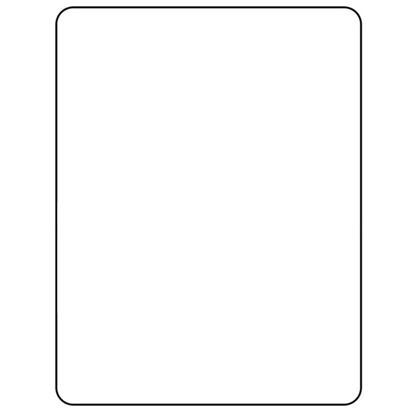 A white rectangular label roll with a black border.