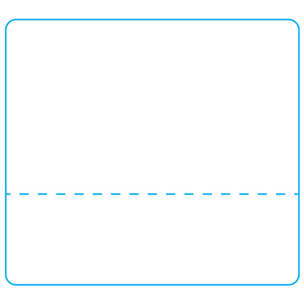 A white paper roll with blue rectangle and dotted lines.