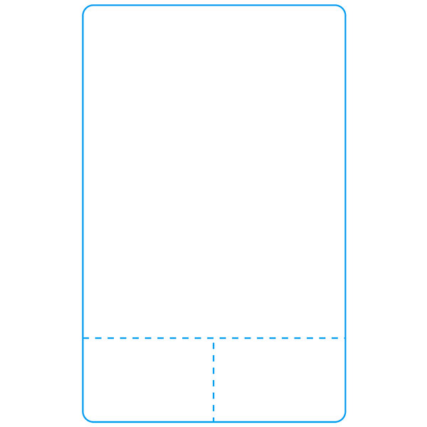 A white rectangular label with a blue perforated line.