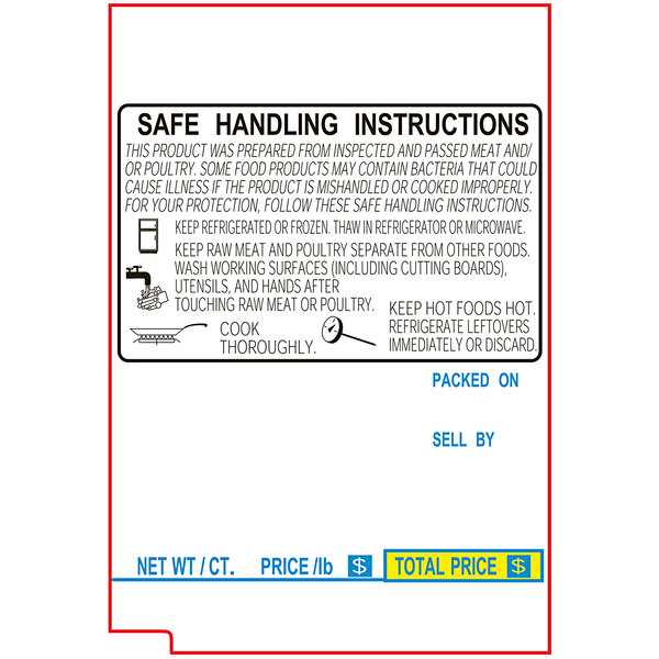 A close-up of a white Tec Safe Handling label with black text.