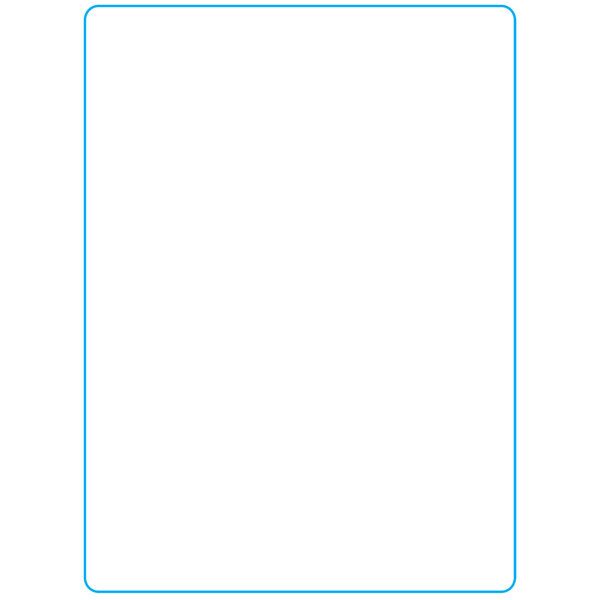 A white rectangular paper label with blue lines.