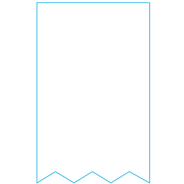 A white paper roll with a blue arrow and blue banner.