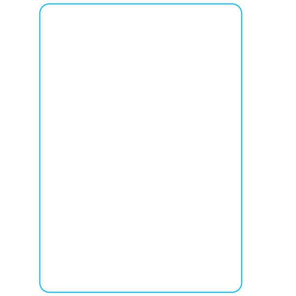 A white rectangular paper label with blue borders and blue lines.