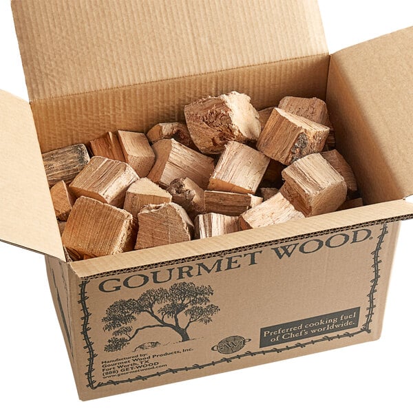 A box of cherry wood chunks.