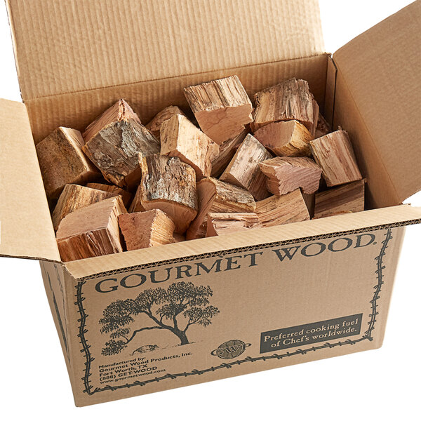 A box full of Apple Wood Chunks.