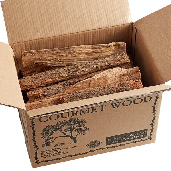 A box full of Pizza Split Oak wood logs.