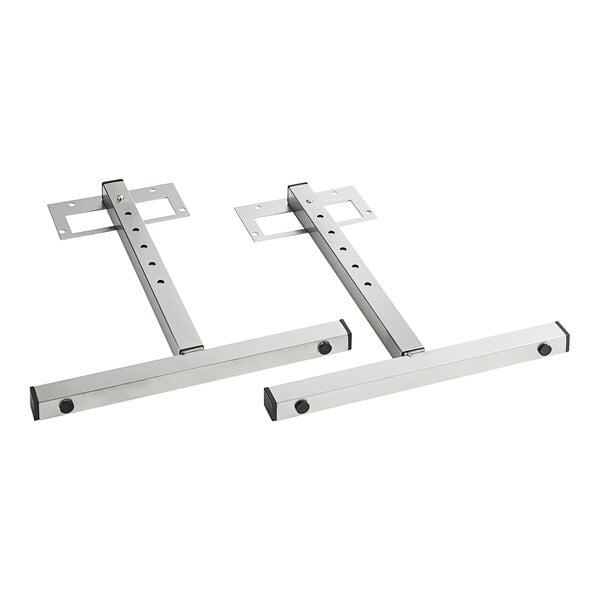 A pair of ServIt stainless steel T-legs with two holes on each.