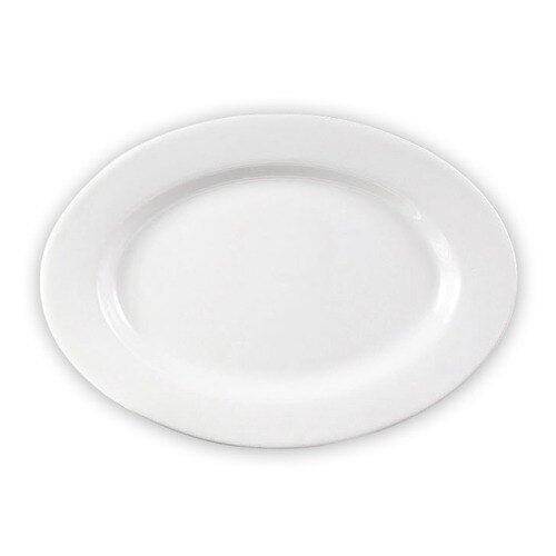 A CAC porcelain oval platter with a white background.