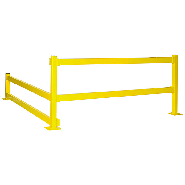 A yellow barrier post with two poles.