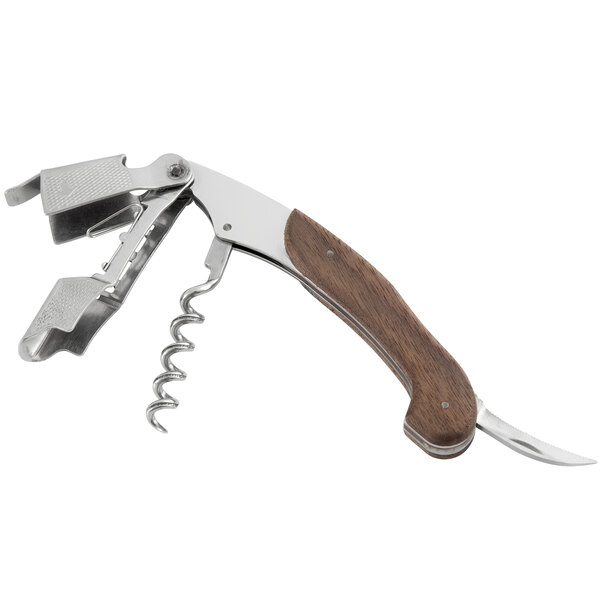 A Fortessa Crafthouse Signature waiter's corkscrew with a walnut wood handle.