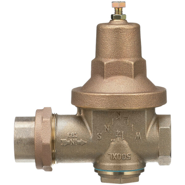A Zurn water pressure reducing valve with integral bypass check valve.
