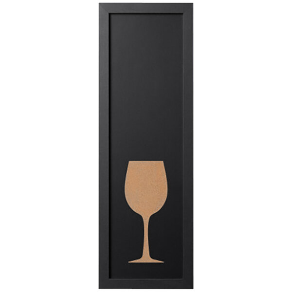 A black rectangular MasterVision chalk board with a brown wine glass on it.