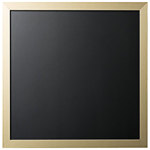 A black board with a gold frame.