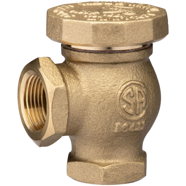 A Zurn brass Atmospheric Vacuum Breaker with a gold nut.