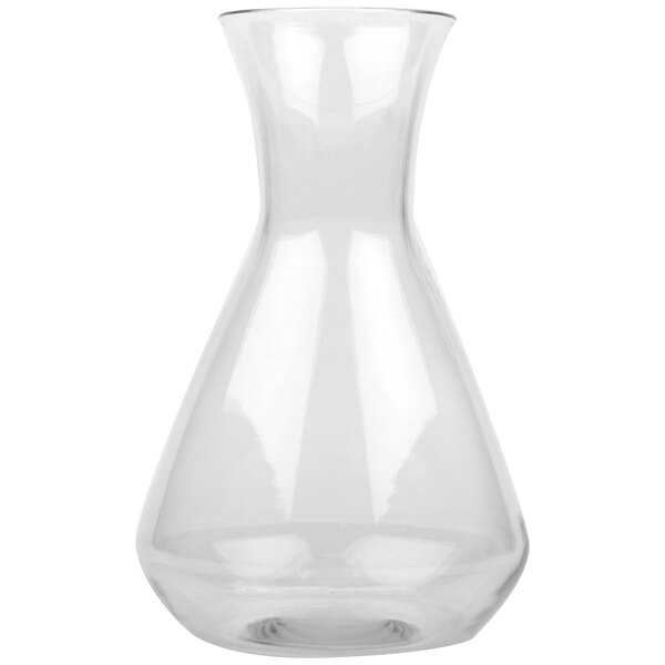 A clear plastic carafe with a white background.
