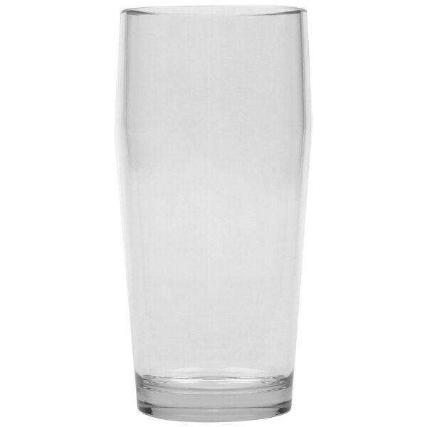 A case of 24 clear plastic pint glasses.
