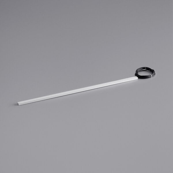 An Avantco LED light strip with white rectangular casing and black wires.